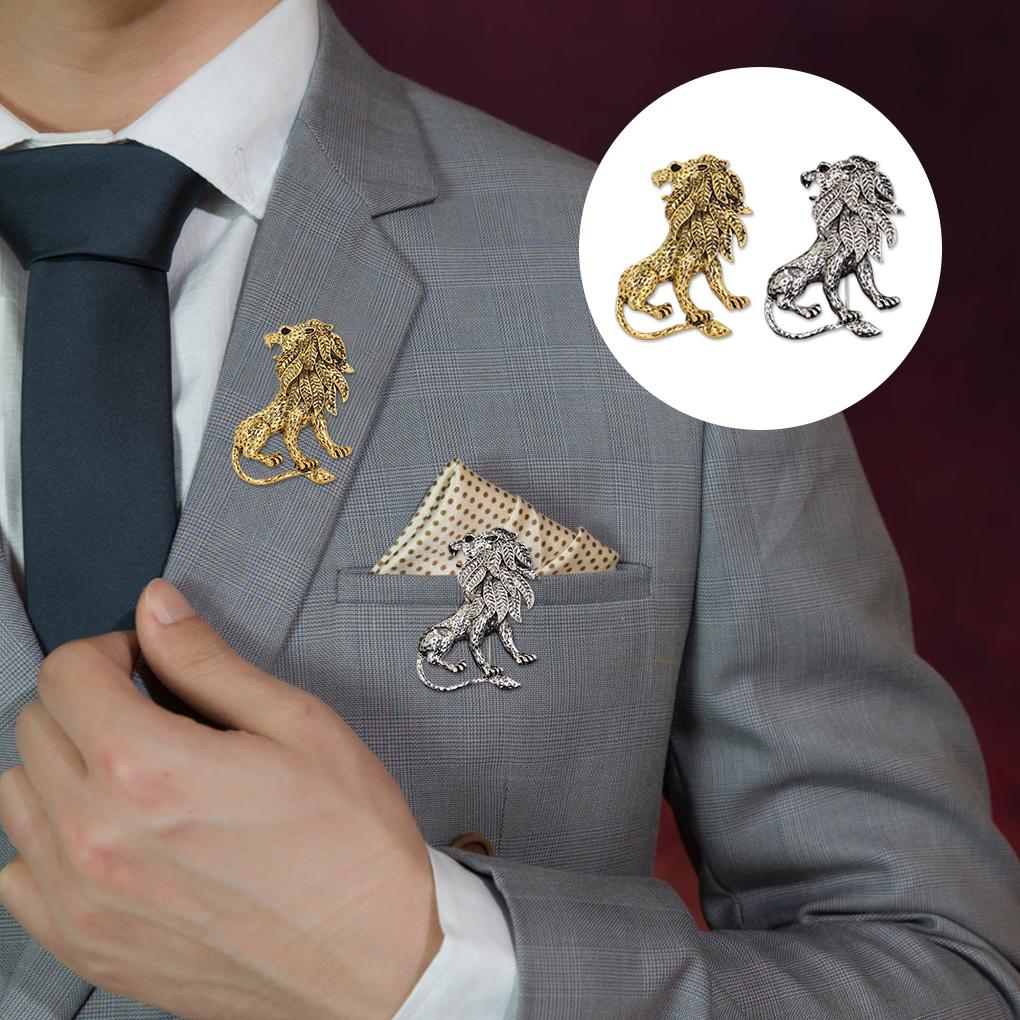 Men Animal Shaped Brooch Pin Zinc Alloy Breastpin Retro Brooches Decor Jewelry for Dating Party Present Ornaments