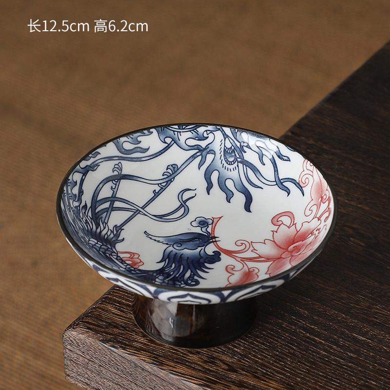 Čínska keramická miska na ovocie Modrobiely porcelán Vysoká noha Tanier na čajové pečivo Vynikajúci keramický šperk Tácka na odkladanie čajových šálok