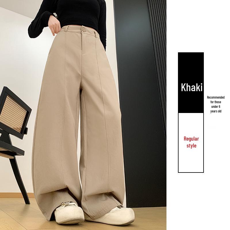 

Women s Retro High-Waisted Wide-Leg Pants - Versatile Straight-Leg Casual Drapey Workwear Medium
