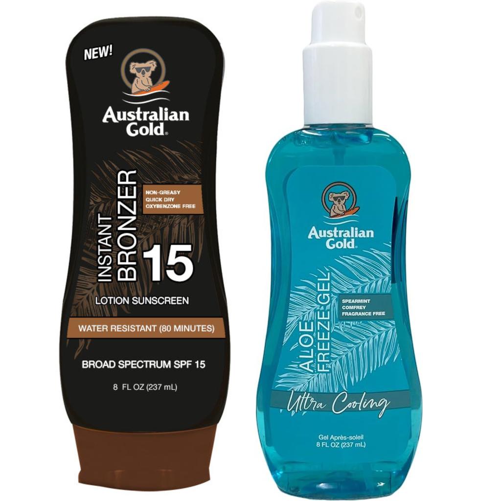 Kaufe Australian Gold Balsam mit Bronzer SPF15 + Aloe Freeze Gel zum Preis  ab 36 | Joom