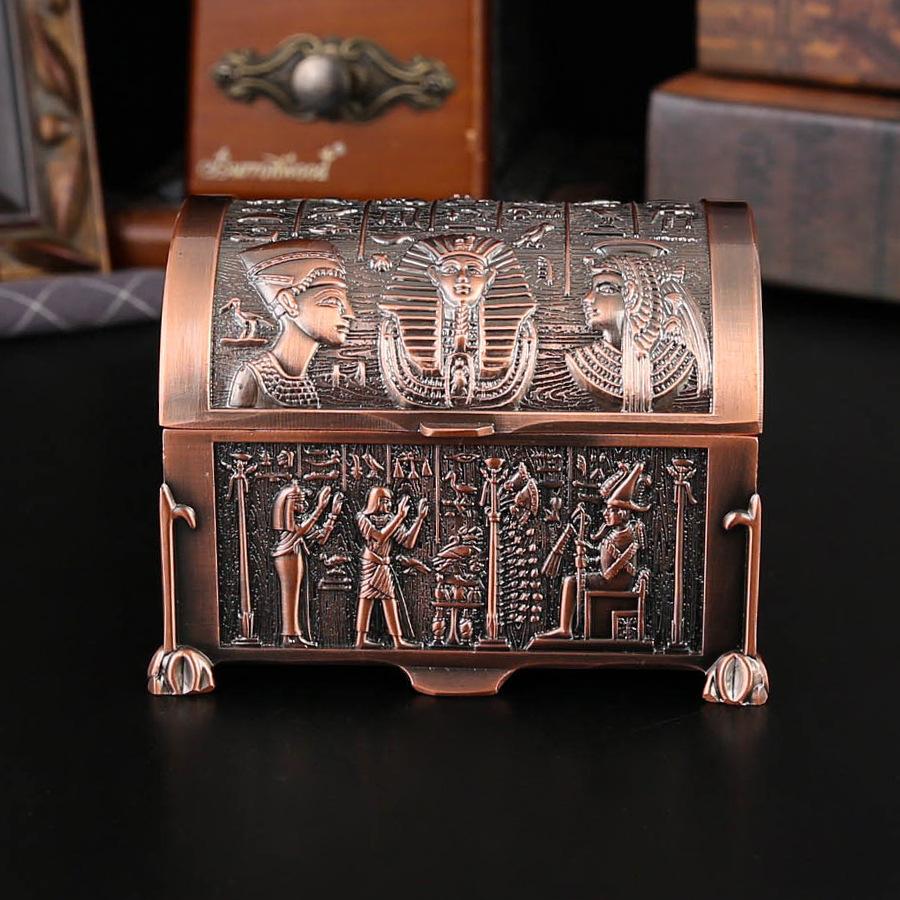 European Egyptian Retro Treasure Box Zinc Alloy Creative Storage Box Jewelry Box Ornament Flip Creative Gift Storage
