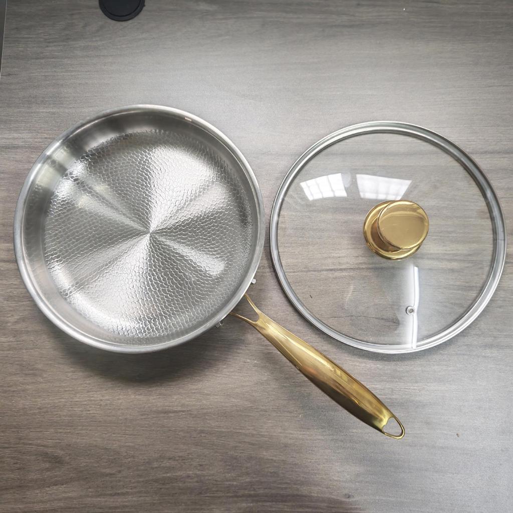 Titanium Alloy Non-Stick Steak Pan for Gas Stove with Straight Edge