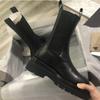 Mona Martin 2025 Damen Chelsea Mid-Calf Stiefel - Herbst/Winter, mit Samt, dicksohlig, Übergröße 41-43