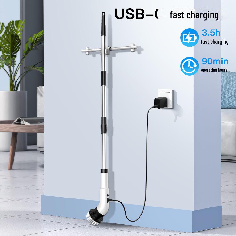 Ruční elektrický čisticí kartáč devět v jednom s teleskopickou rukojetí a mopovým nástavcem