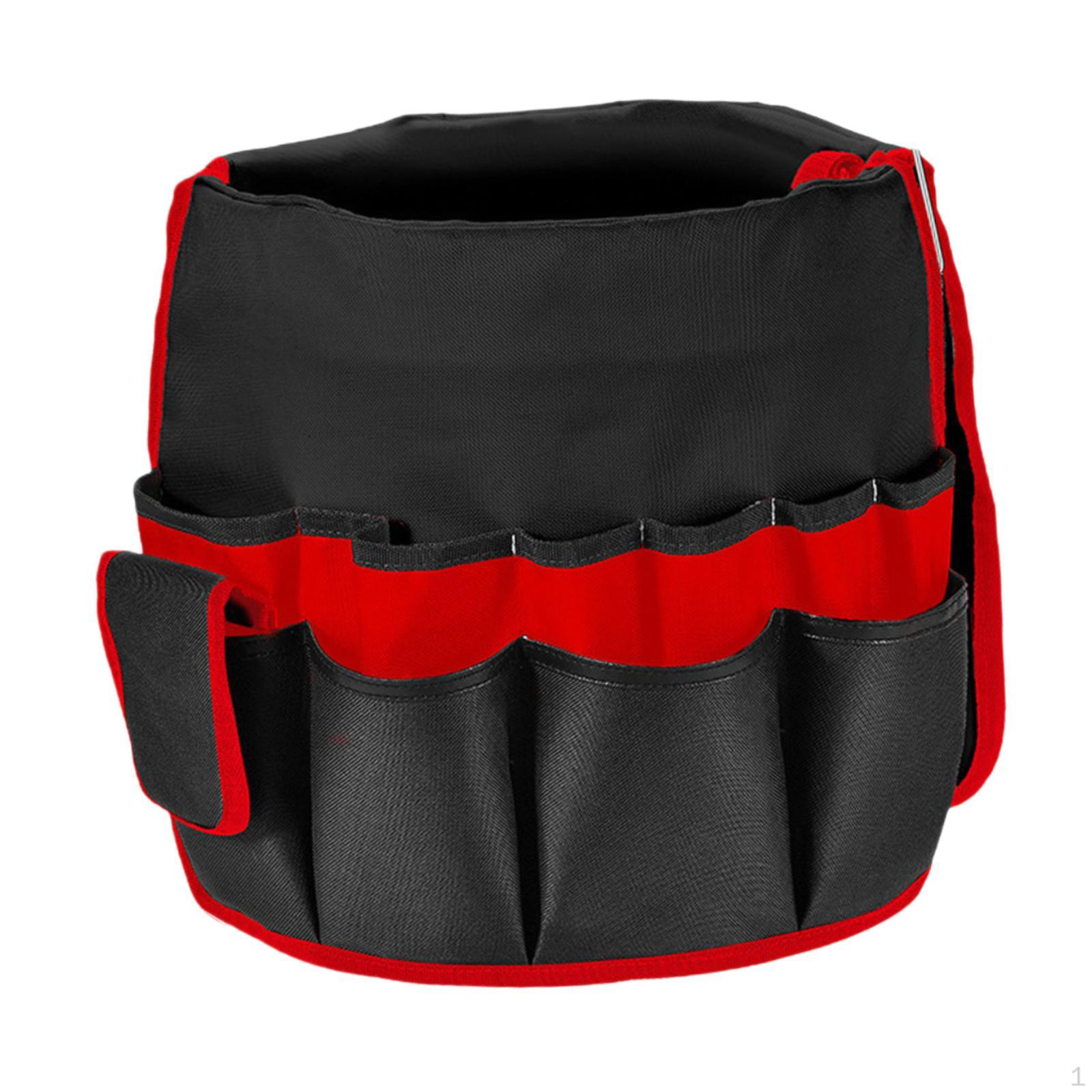 

Bucket Organizer Gardening Tool Bag Handheld Holder Waterproof Oxford Cloth Storage with Black Red
