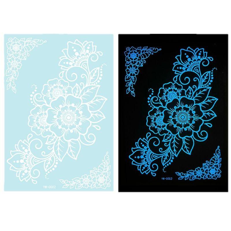 Blå Selvlysende Blonde Tatoveringsklistremerke Vanntett Midlertidig Tatovering Bryllup Ferie Tatovering