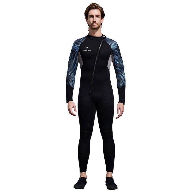 3MM One-piece Diving Suit Men s Long-sleeved Thick Warm Snorkeling Surfing Swimming Wet S чёрный