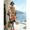26 New European and American Bohemian large-size women's clothing casual loose 3D printed dress robe