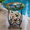Mesa Lateral Externa Talos, Redonda Pequena Mosaico Pássaro Borboleta Acento de Pátio, Mesa de Apoio para Plantas Café Chá Interna para Quintal Varanda Jardim Sala de Estar, Quarto