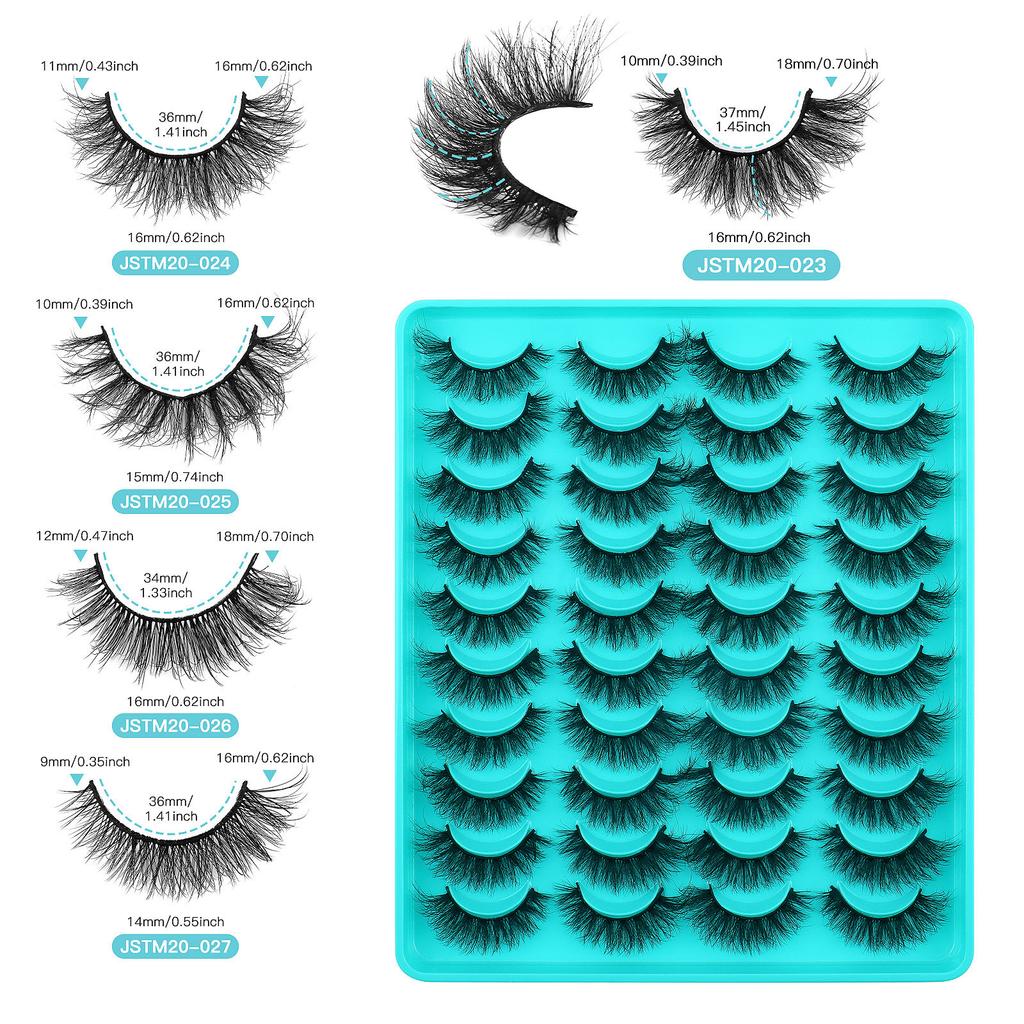 20 Pairs Of Fried False Eyelashes Multi-Layer Dense Cross High Imitation Mink Eyelashes