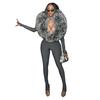 European Fashion Spicy Girl Autumn/Winter 2025 Women's Long Sleeve Fur Bodysuit Tights
