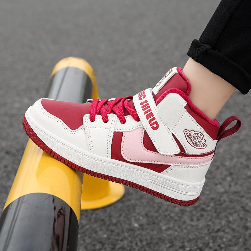 Dámské zimní vysoké sportovní boty 2025, podšité sametem pro teplo, dvouvrstvá bavlna, pro střední a starší děti.