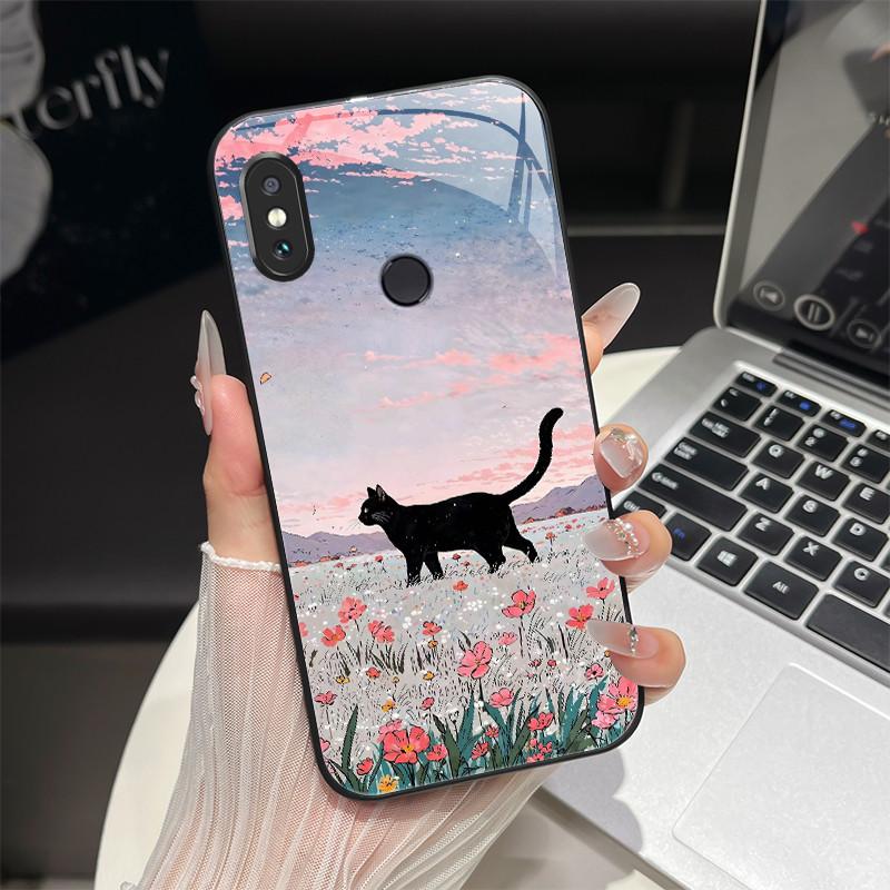 For Redmi Note 5/Note 6 Phone Case Trendy Design Tempered Glass Bumper For Xiaomi Redmi Note 5 6 Pro Full Protection Back Covers