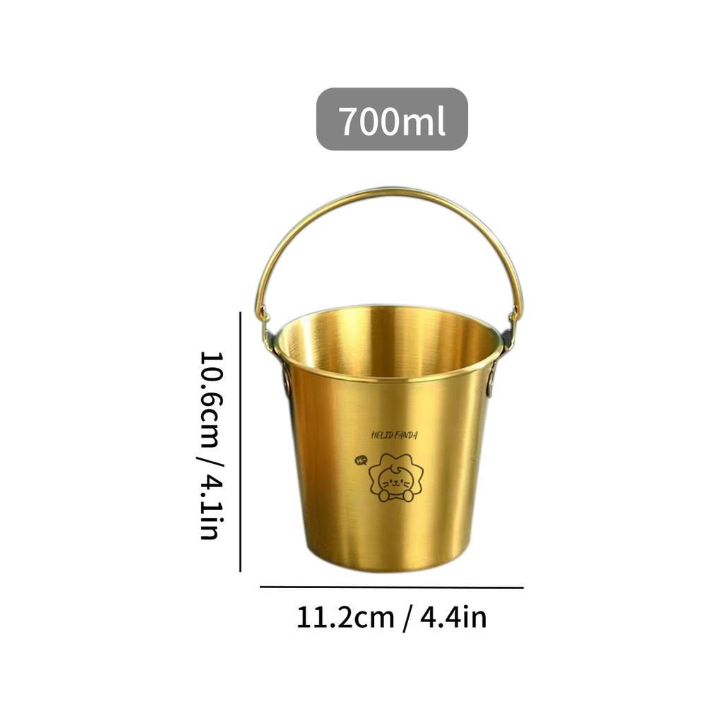 Portable 304 Stainless Steel Ice Bucket With Handle Beer Champagne Cooler Bucket Party Utensils French Fry Snack Bucket