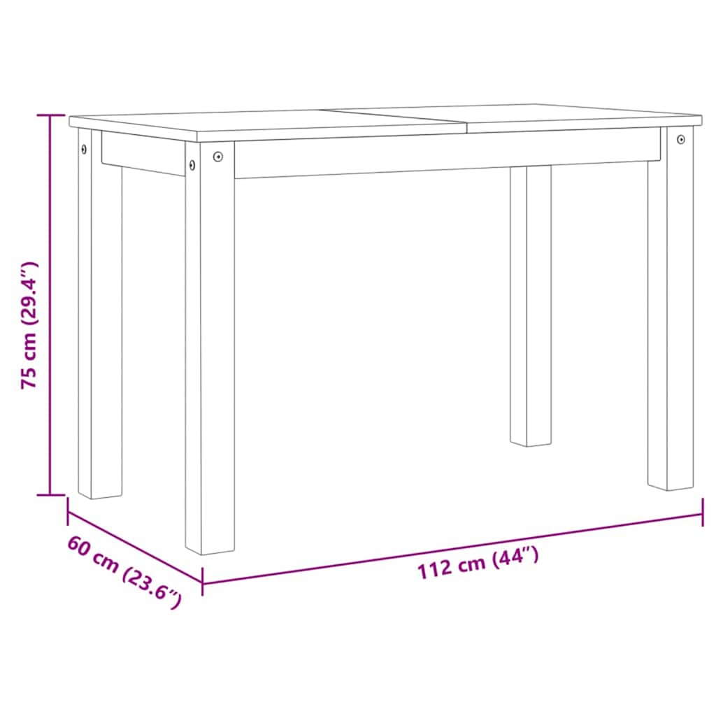 Dining Table PANAMA Gray 112x60x75 cm Solid Pine Wood
