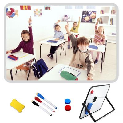 Magnetická tabule pro suché mazání se stojánkem, stolní oboustranná bílá tabule s fixy, gumové magnety pro domácí kancelář, školní děti, kreslení