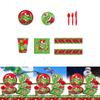 Theme Christmas Party Disposable Tableware Set With Colorful Paper Plates Cups Napkins
