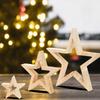 3 Pieces Wooden Star Christmas Decor Handicrafts Wooden Star Decoration Wooden Star Tabletop Centerpiece Sign For Desk Table