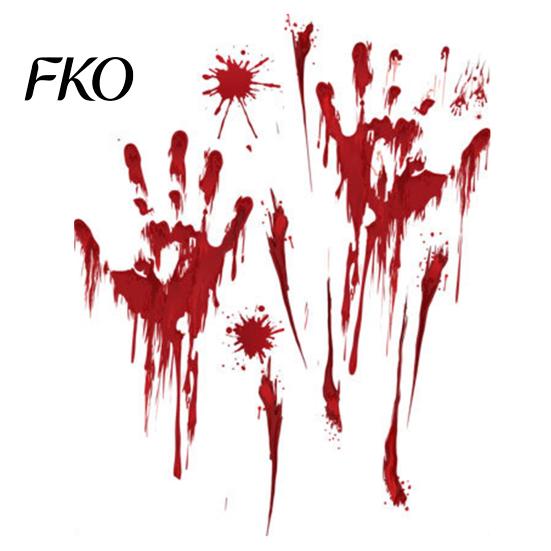 Kitchen Wall Decoration Halloween Blood Handprints/Footprints Stickers, Removable Decals, Spooky Waterproof Moisture-proof Sticker Window