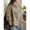 2026 Double-Layer Cotton Women's Plaid Shirt - Korean Style, Loose, Retro, Slimming