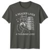 A Reader Lives A Thousand Lives TShirt Cat Librarian Book Lovers