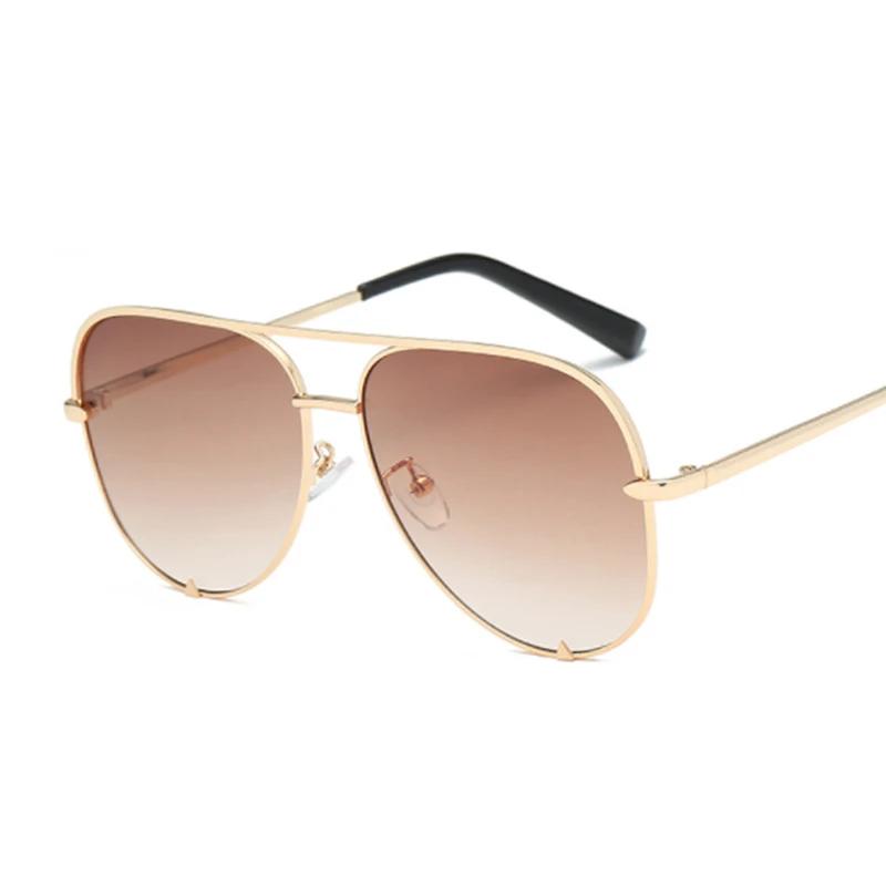 Vintage Black Pilot Sunglasses Women Men Luxury Brand Designer Sun Glasses Female Big Frame Gradient Fashion