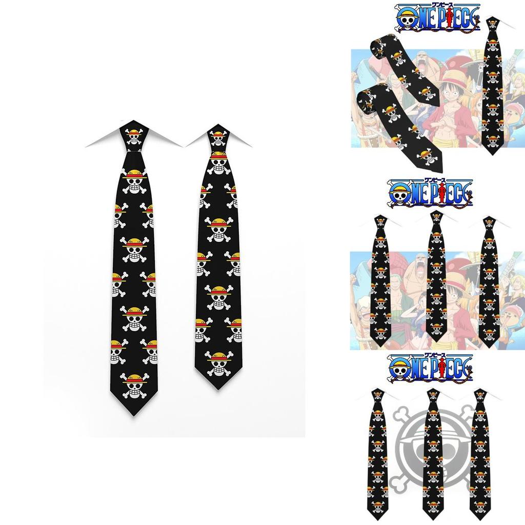 Stylish One Piece Anime Necktie With Skull Pattern