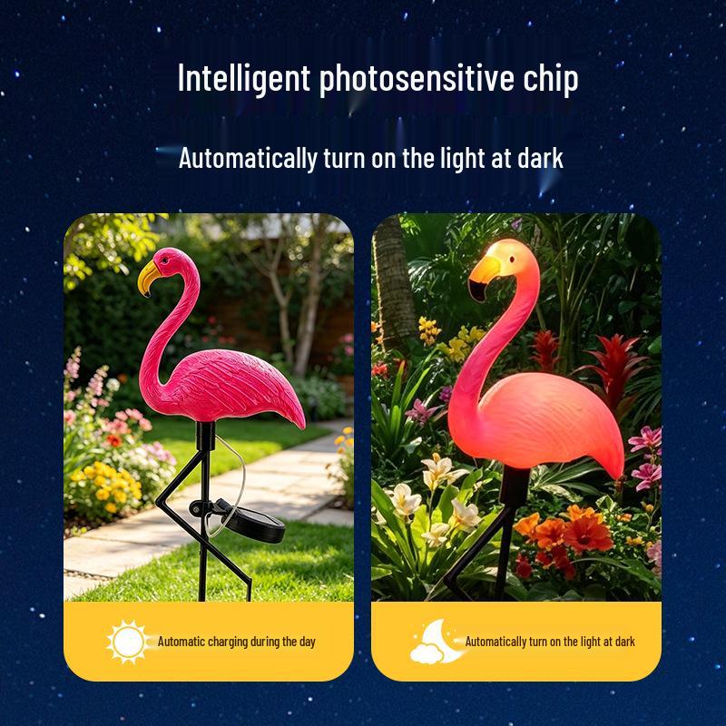 Solar Red Flamingo Ground Stake Light for Garden and Courtyard Decoration