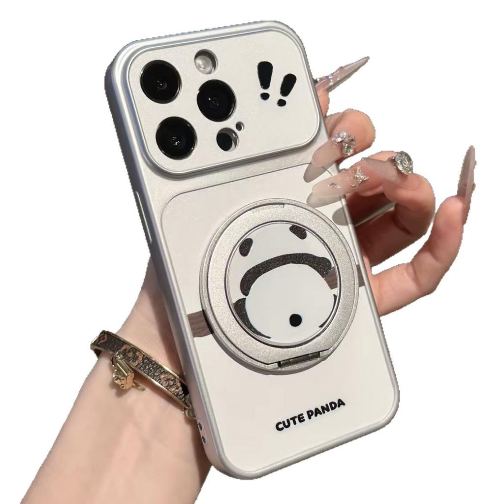 Tree climbing panda rotating bracket is suitable for iPhone16/17Pro mobile phone case Apple 15 electroplating large window 14 sets