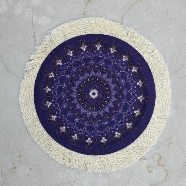 Tea Cup Pad Circular Mouse Wrist Guard Pad Dining Table Coffee Pad Retro Bowl Pad Patterned Design