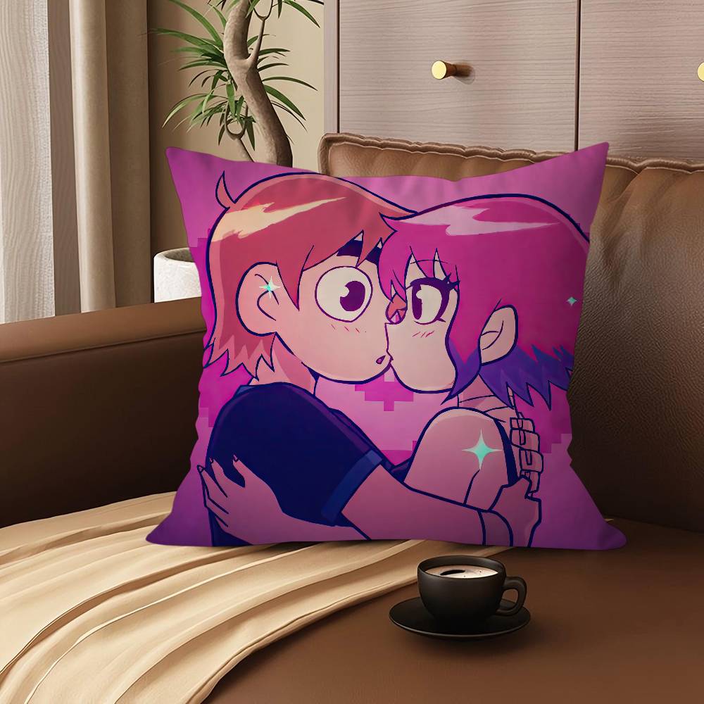 S-Scott Pilgrim Takes Off Pillow Covers Cartoon Sofa Decorative Home Double-sided Printing Short Plush Cute Cushion Cover
