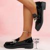 Módní dámské mokasíny Perlový kovový řetízek Dámské boty Jaro Podzim Černé platformové boty Dámská móda PU kůže Ležérní boty Mokasíny