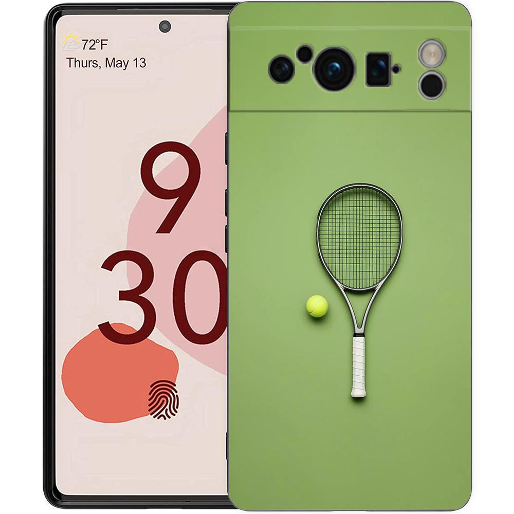

Sport Tennis Phone Case For Google Pixel 10 9 8 7 Pro 9A 8A 7A 6A 6 Pro XL Soft TPU Bumper Black Cover Pixel 9 Pro