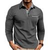 Long Sleeve Color Block Casual Polo Shirt For Daily Wear