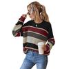 Women's Fashion Round Neck Sweater Lazy Loose Classic Striped Long Sleeves
