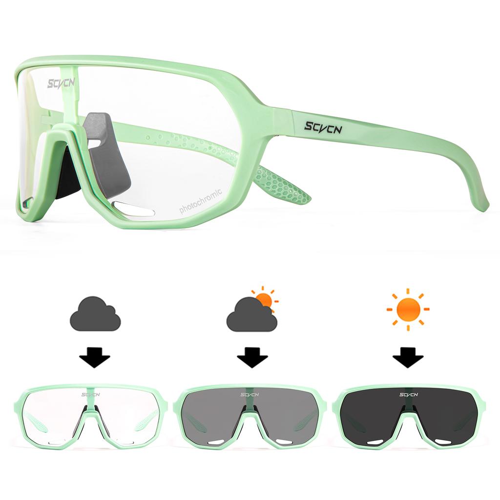 SCVCN Photochromi Cycling Sunglasses Outdoor Cycling Road Mountain Bike Glasses Men and Women Casual Hiking Windproof Glasses
