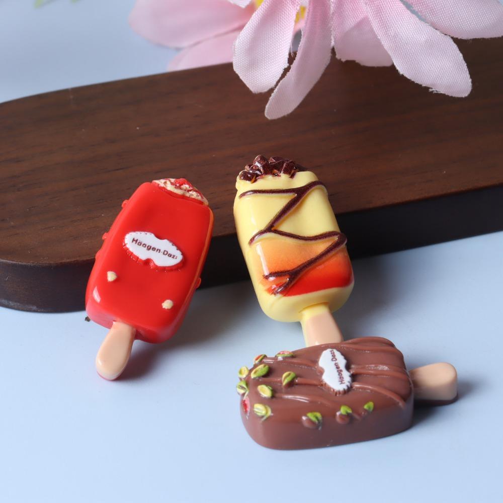 10pcs Resin Mini Cartoon Ice Cream Dessert Flatback Popsicle for Phone Decoration DIY Jewelry Crafts Hair Bows Accessorie