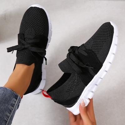 Mode Ademende Gebreide Ballerina's Schoenen voor Dames Herfst Gestreept Casual Sneakers Vrouw Comfortabele Zachte Zool Antislip Wandelschoenen