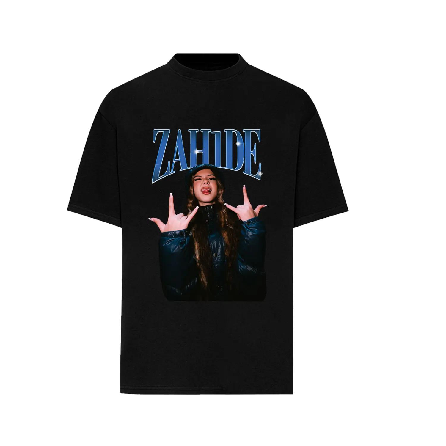 

Trendy German Singer Zahide Print T-shirt Short Sleeves Cotton Oversized Merch Tee Tik Tok Ins Star Men Women Unisex Black Tees L