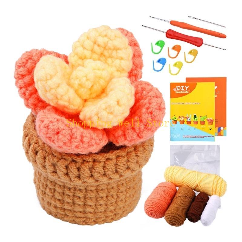 KX4B Beginners Crochet Kits, with Yarn, Crochet Hooks, Needle for DIY Crochet Craft