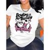 Women'S Casual Sports T-Shirt with a Round Neck, Short Sleeves, Featuring a Bowling-Themed Letter Print, Perfect for a Comfortable Summer Holiday Top