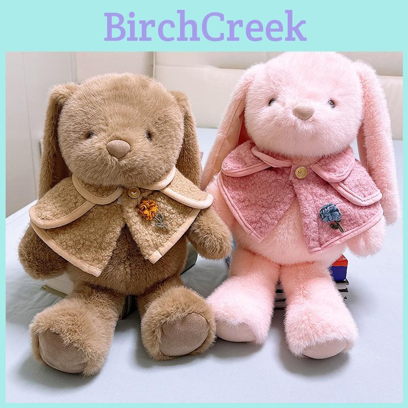 Plush Rabbit Stuffed Animal Sitters With Cloak And Flower Decor For Girls Gift And Home Decor