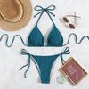 Bikini perizoma con coppe triangolari multicolore 2024: Costume da bagno sexy con allacciatura all'americana, a vita bassa per donna