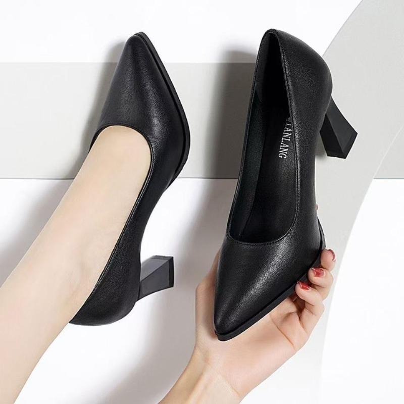 New Style Single Shoes - Women's Pointed-toe Thick-heeled High-heeled Women's Shoes
