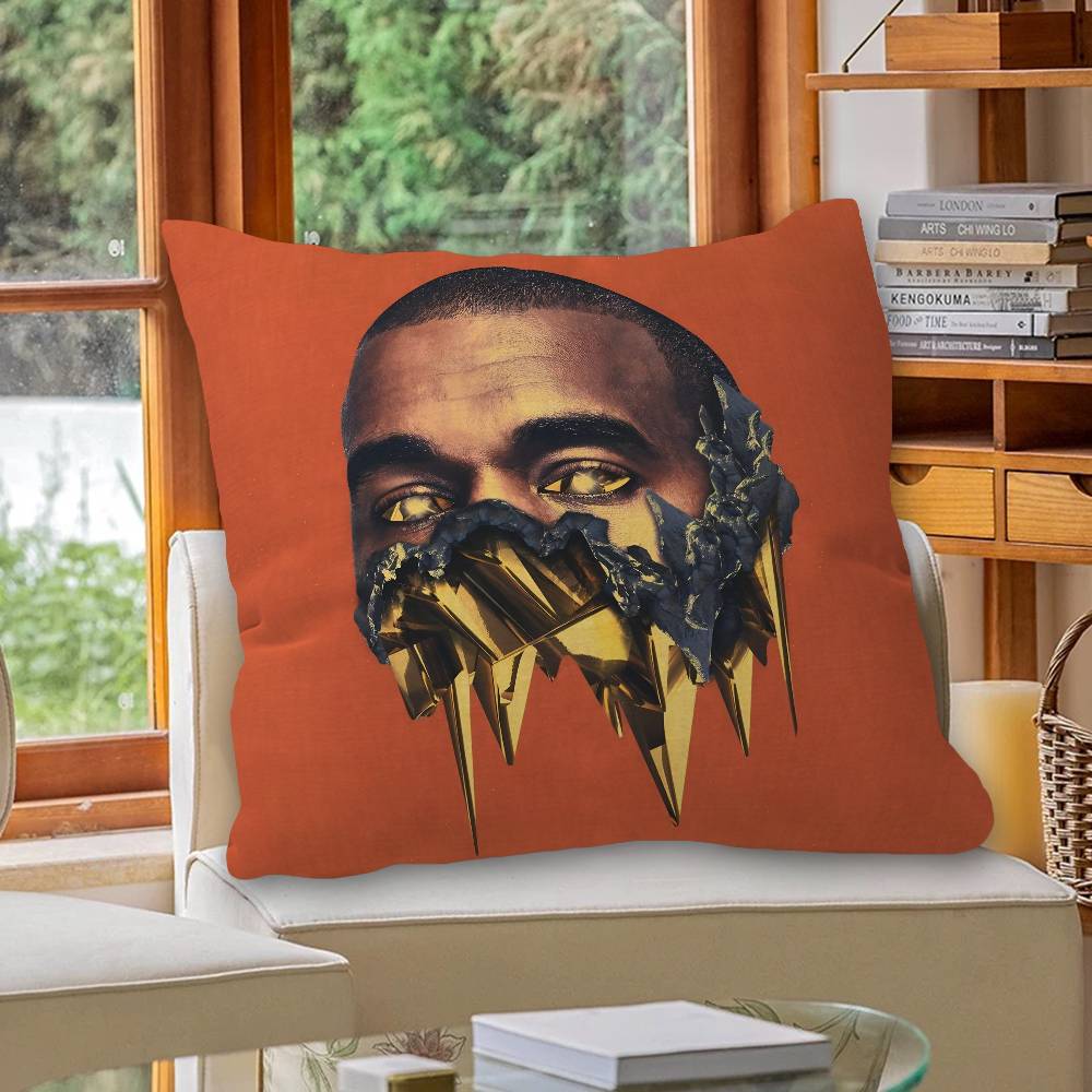 Rap Singer KKanyeS WWestS Pillow Covers Cartoon Sofa Decorative Home Doublesided Printing Short Plush Cute Cushion Cover
