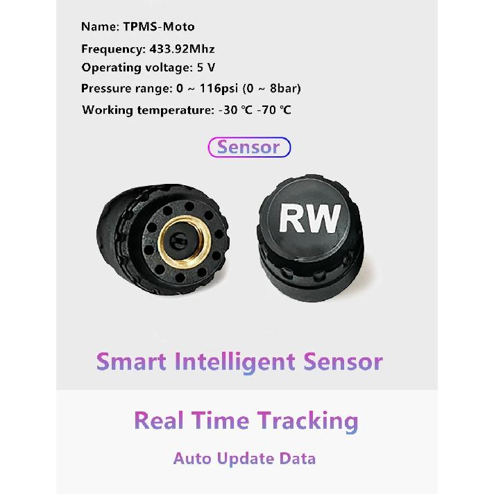 Motorcycle TPMS Tire Pressure Monitor LCD Digital Screen Magnetic Charge Auto Alarm Moto Tyre Pressure External Sensor