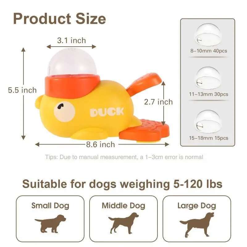 2 in 1 Cat Interactive Toys Automatic Dog Puzzle Feeder Food Treat Dispenser Duck Design Anti-slip Pet Feeder for Dog Training