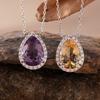 Simple Large Natural Color Treasure Amethyst Citrine Necklace Women'S S925 Sterling Silver Light Luxury High Sense