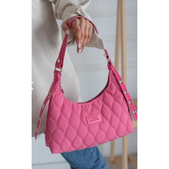 Pinke Damen Baguette-Tasche mit Steppmuster