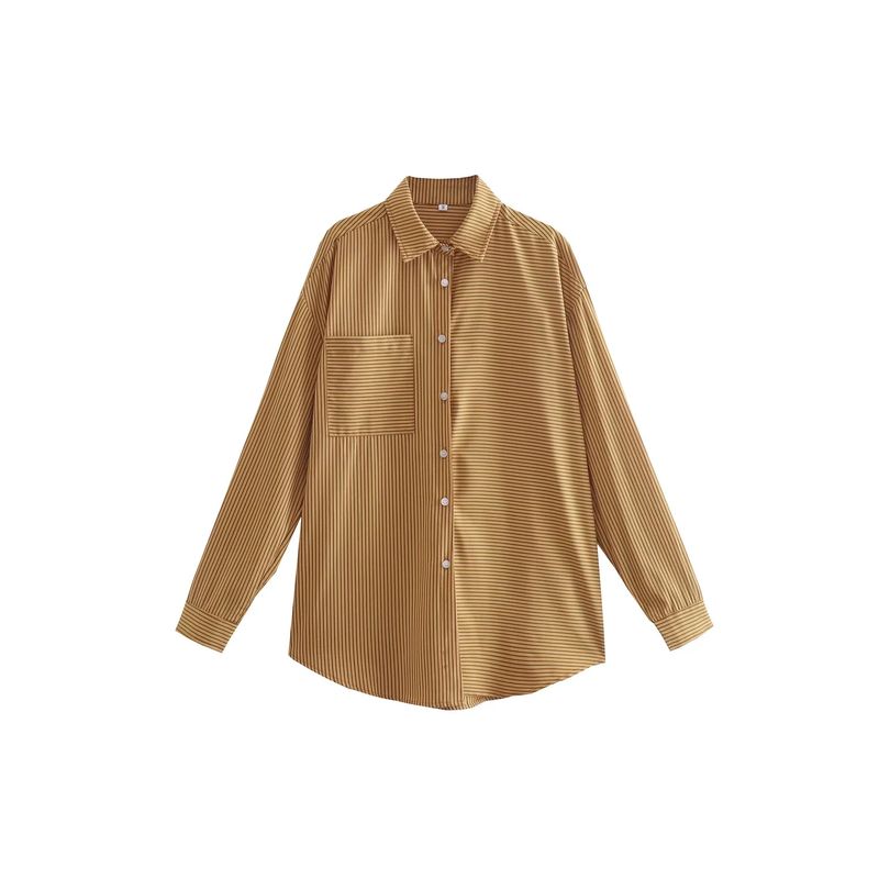 Spring New Women's Clothing Hong Kong Style Comfortable Lapel Long Sleeves Stripes Shirt + Casual Loose Stripes Shorts Suit